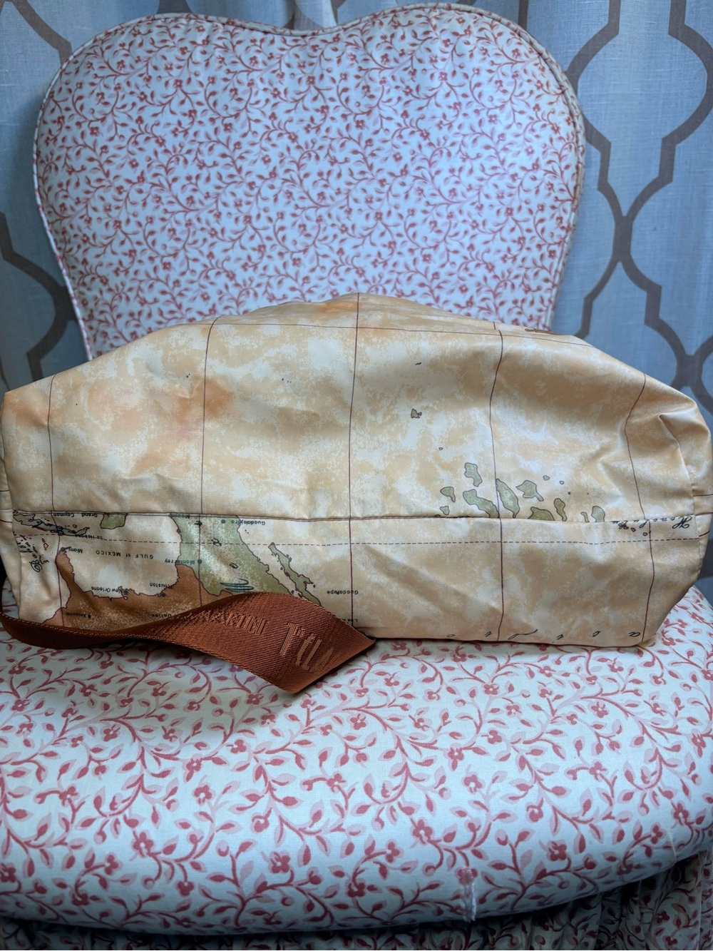 Alviero Martini Map-Print Crossbody in Tan and Brown - Picture 7 of 8